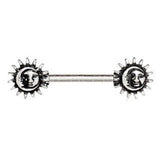 316L Stainless Steel Vintage Sun and Moon Nipple Bar by Fashion Hut Jewelry