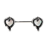 316L Stainless Steel Synthetic Opal Heart with Snake Nipple Bar by Fashion Hut Jewelry