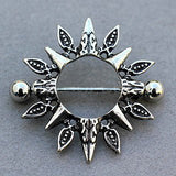 316L Stainless Steel Tribal Design Sunburst Nipple Shield by Fashion Hut Jewelry