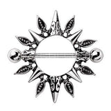 316L Stainless Steel Tribal Design Sunburst Nipple Shield by Fashion Hut Jewelry