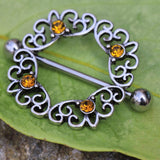 316L Stainless Steel Topaz Ornate Nipple Shield by Fashion Hut Jewelry