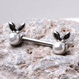 316L Stainless Steel White Faux Pearl Bunny Nipple Bar by Fashion Hut Jewelry