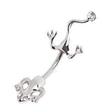 316L Surgical Steel Lizard Navel Ring with Clear CZ on Tail by Fashion Hut Jewelry