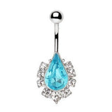 316L Stainless Steel Aqua Teardrop Navel Ring by Fashion Hut Jewelry