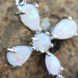 316L Stainless Steel White Synthetic Opal Cross Top Down Navel Ring by Fashion Hut Jewelry