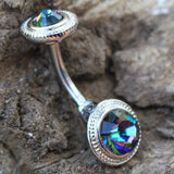 316L Stainless Steel Vitrail Medium Discs Navel Ring by Fashion Hut Jewelry