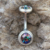 316L Stainless Steel Vitrail Medium Discs Navel Ring by Fashion Hut Jewelry