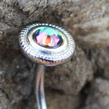 316L Stainless Steel Vitrail Medium Discs Navel Ring by Fashion Hut Jewelry