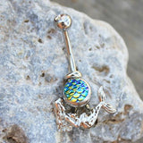 316L Stainless Steel 2-in-1 Fish Scale Cabochon Mermaid Navel Ring by Fashion Hut Jewelry