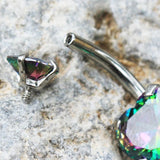 Internally Threaded 316L Stainless Steel Prong Set Vitrail Medium Heart Navel Ring by Fashion Hut Jewelry