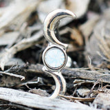 316L Stainless Steel Crescent and Full Moon Top Down Navel Ring by Fashion Hut Jewelry