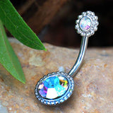 316L Stainless Steel Fancy Aurora Borealis Navel Ring by Fashion Hut Jewelry