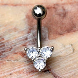 316L Stainless Steel Triple Gem Navel Ring Belly Button Ring by Fashion Hut Jewelry