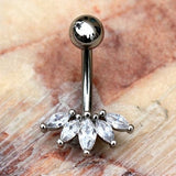 316L Stainless Steel Marquise Cut CZ Navel Ring Belly Button Ring by Fashion Hut Jewelry
