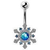316L Stainless Steel Blue Snowflake Navel Ring by Fashion Hut Jewelry