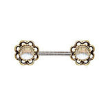 Antique Gold Plated Seashell Flower Nipple Bars by Fashion Hut Jewelry