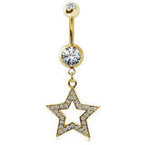 Gold-Plated 316L Surgical Steel Gemmed Star Navel Ring by Fashion Hut Jewelry
