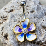 Jeweled Hibiscus Flower Navel Ring by Fashion Hut Jewelry