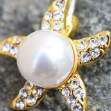 Gold Pearl Accent Starfish Navel Ring by Fashion Hut Jewelry
