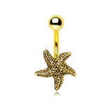 Gold Plated Starfish Navel Ring by Fashion Hut Jewelry