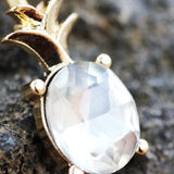 Gold Plated Jeweled Pineapple Navel Ring by Fashion Hut Jewelry