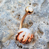 Rose Gold Plated Skeleton Hand Holding Crystal Ball Navel Ring by Fashion Hut Jewelry