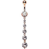 Rose Gold Plated Cascading CZ Dangle Navel Ring by Fashion Hut Jewelry