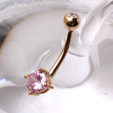 14Kt Gold Navel Ring with Prong Set Round CZ by Fashion Hut Jewelry