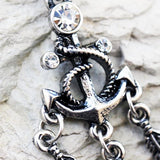 316L Stainless Steel Anchor and Feather Dangle Navel Ring by Fashion Hut Jewelry