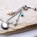 Beach Charms Dangle Navel Ring Belly Ring 10 mm, 14g (1.6 mm) by Fashion Hut Jewelry
