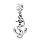 316L Surgical Steel Anchor and Rope Top Down Navel Ring by Fashion Hut Jewelry