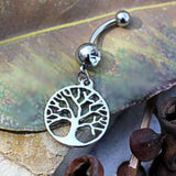 316L Stainless Steel Tree of Life Dangle Navel Ring by Fashion Hut Jewelry