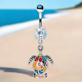 316L Stainless Steel Aloha Sea Turtle Dangle Navel Ring by Fashion Hut Jewelry