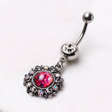 316L Stainless Steel Victorian Style Pendant Dangle Navel Ring by Fashion Hut Jewelry