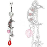 Sun & Moon Dangle Navel Ring by Fashion Hut Jewelry
