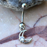 316L Stainless Steel Moon and Star Dangle Navel Ring by Fashion Hut Jewelry