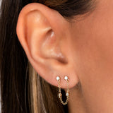 Diamond Multi Stone Double Chain Stud Earring 14K by By Adina Eden
