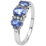 1.07 Carat Genuine Tanzanite & White Topaz .925 Sterling Silver Ring
