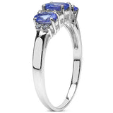 1.07 Carat Genuine Tanzanite & White Topaz .925 Sterling Silver Ring