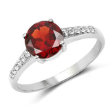 1.66 Carat Genuine Garnet and White Topaz .925 Sterling Silver Ring
