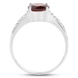 1.66 Carat Genuine Garnet and White Topaz .925 Sterling Silver Ring