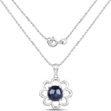 4.65 Carat Genuine Blue Sapphire .925 Sterling Silver Pendant