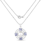 3.62 Carat Genuine Tanzanite and Pearl .925 Sterling Silver Pendant