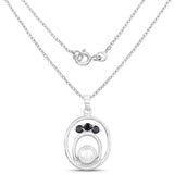 2.31 Carat Genuine Blue Sapphire and Pearl .925 Sterling Silver Pendant