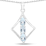 1.53 ct. Genuine Blue Topaz .925 Sterling Silver Pendant