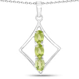 1.29 Carat Genuine Peridot .925 Sterling Silver Pendant