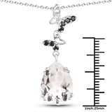 7.88 Carat Genuine Crystal Quartz and Black Spinel .925 Sterling Silver Pendant