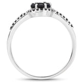 0.62 Carat Genuine Blue Sapphire and Black Spinel .925 Sterling Silver Ring