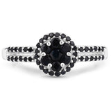 0.62 Carat Genuine Blue Sapphire and Black Spinel .925 Sterling Silver Ring