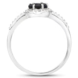 0.53 Carat Genuine Blue Sapphire and White Topaz .925 Sterling Silver Ring
